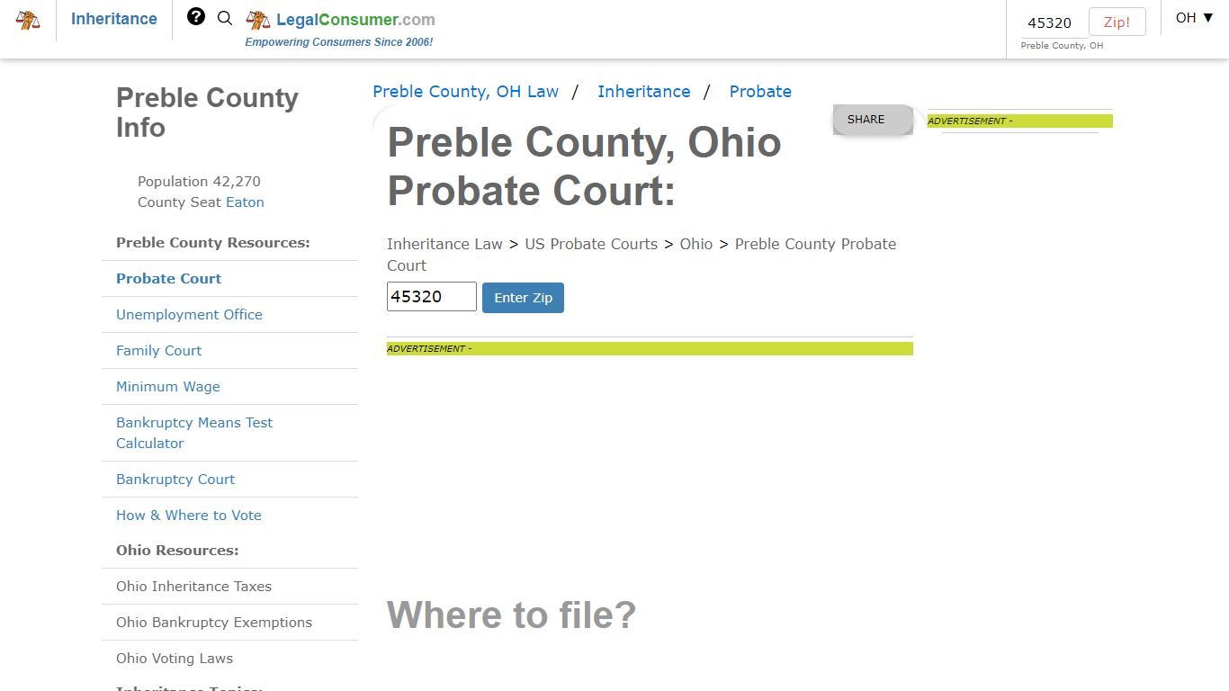 Preble County Probate Court - LegalConsumer.com