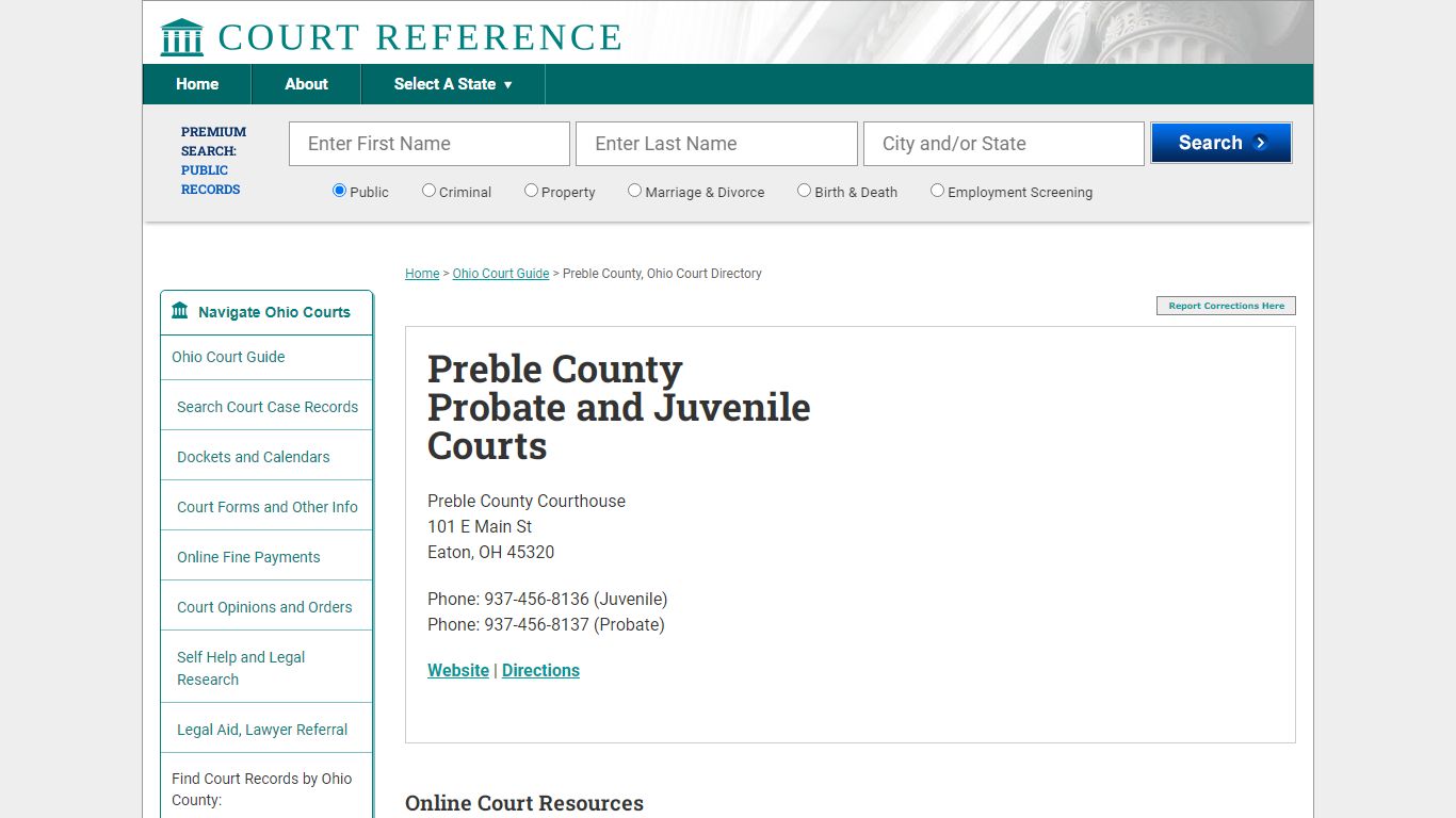 Preble County Probate and Juvenile Courts - Courtreference.com